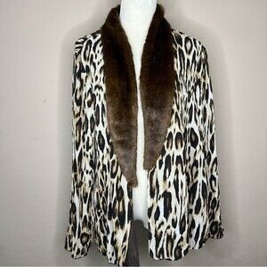 Faux Fur trimmed Chico's leopard jacket